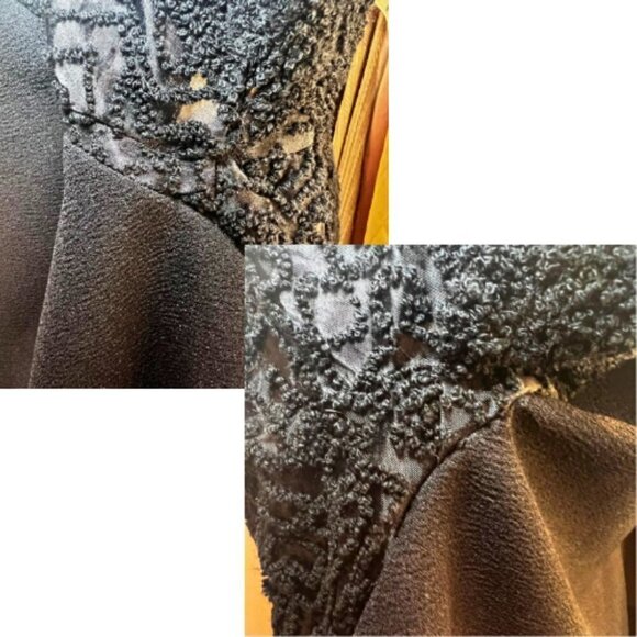 LUCKY BRAND Black Mixed Material Embroidered Mesh Open Cardigan Size S - Picture 16 of 16